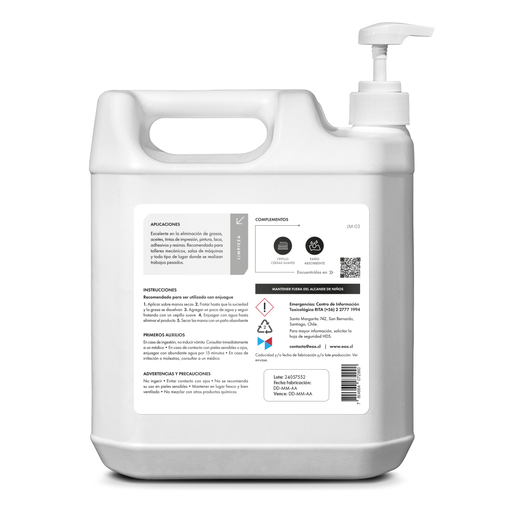 [JM03] Limpiador de Manos | Exfoliante c/ Válvula